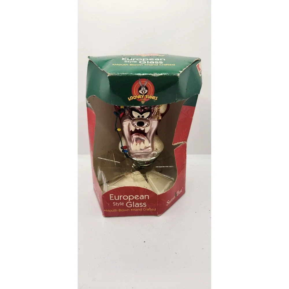 Tasmanian Devil Christmas European Style Glass Ornament in Package